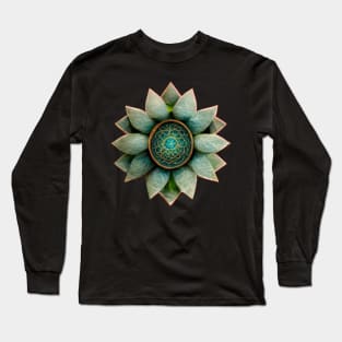 Succulent ornate flower mandala Long Sleeve T-Shirt